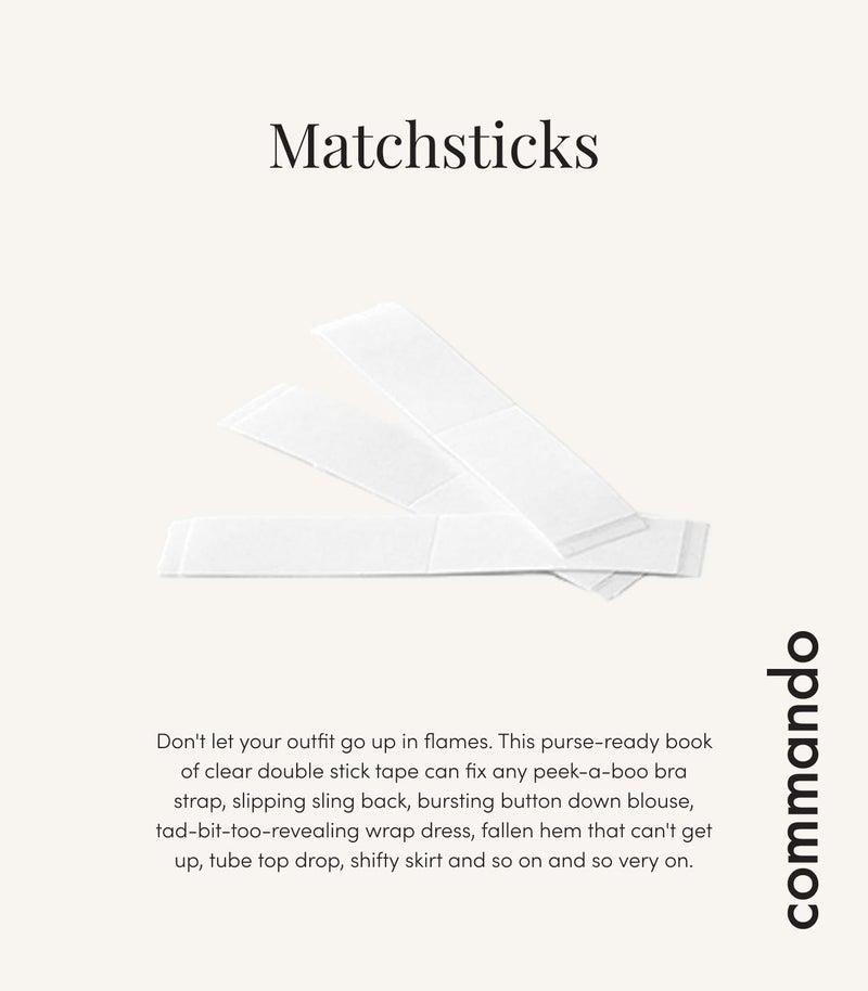 Commando Matchsticks | Clear Double-Sided Fashion Tape Strips | Pack of 50 | Medical-Grade Adhesive | Outfit Styling Gadget - Image 3